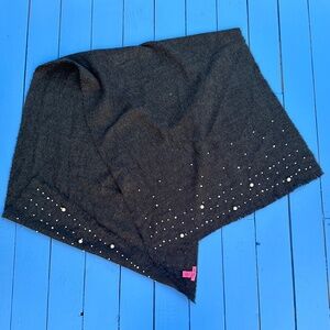 Betsey Johnson Large Gray Soft Wrap with Scattered Pearls Scarf/Wrap 78” x 32”
